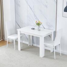 Dining Room Set, Dining Table With Chairs, 110x70 Cm Table And Chairs For Living Room Home Kitchen - White - View 4