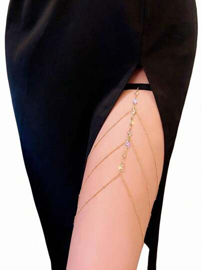 European And American Style Decorated Elastic Leg Chain For Women, Handmade Simple Street Style Thigh Chain For Beach Accessories Garter Halloween