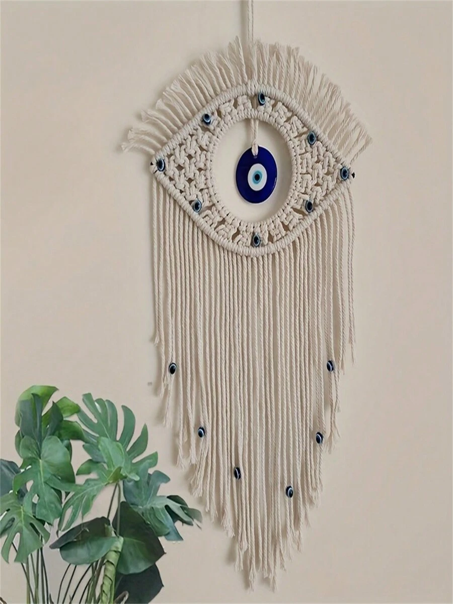 1pc Handmade Bohemian Blue Eye Wall Hanging With Eye Design For Home Decor, Bedroom Decoration,Home Decor ,Room Decor,Wall Decor Gifts Birthday Graduation