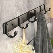 Modern Black Aluminum Wall Mounted Hook For Bathroom Accessories, Suitable For Towels, Coats And Clothes
