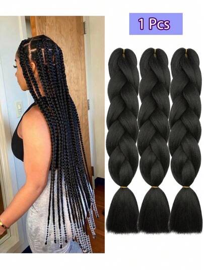 1pc /3pcs 24 Inch 100g/Pcs Jumb Braiding Hair Extensions Black Grey Red Brown Purple Blue Ombre Red Blue Multi-Color Extension Hair For Women Daily Cosplay Party Wedding And New Year Used YAKI Extension Hair