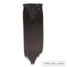 Invisible Heat Resistant Synthetic Hair Extensions - 16 Clips Straight Hairpieces For Women - Black Brown - View 7