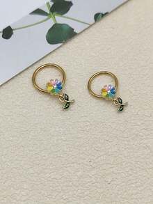 2 Miếng Vòng núm vú Núm vú 14mm Đai sắt Vàng Trang sức xỏ núm vú Đối với phụ nữ Thép không gỉ Với Hoa - Vàng - Xem 1