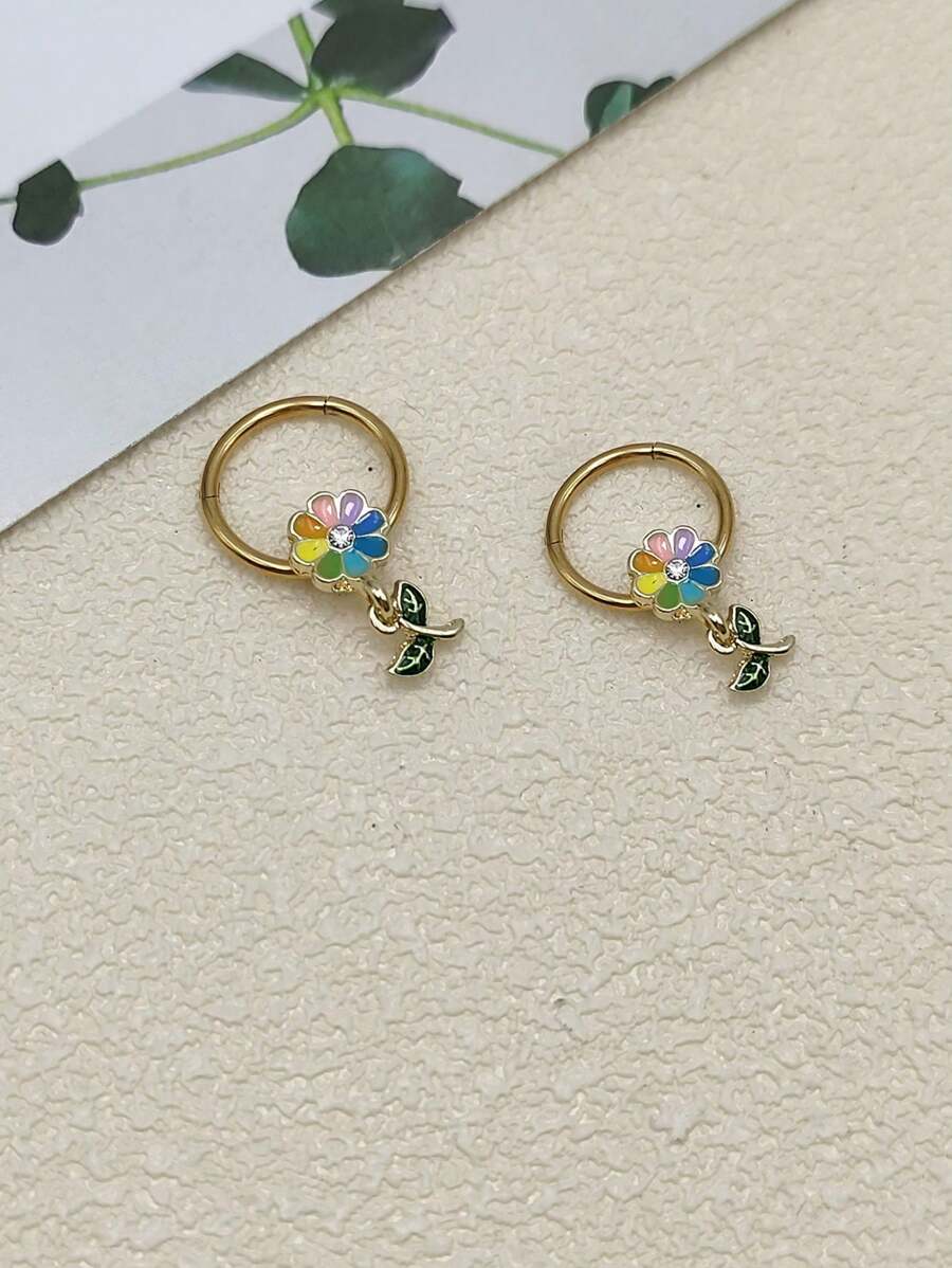 2 Miếng Vòng núm vú Núm vú 14mm Đai sắt Vàng Trang sức xỏ núm vú Đối với phụ nữ Thép không gỉ Với Hoa - Vàng - Xem 1