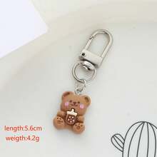 1 Pieza Lindo Llavero Con Colgante De Oso Pardo De Dibujos Animados Hecho De Poliresina - Multicolor - Ver 2