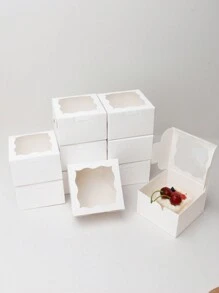 [10件/20件/30件] Ins风格蛋糕盒、烘焙甜品盒、家庭烘焙包装盒、迷你纸杯蛋糕盒、简易蛋糕盒、布朗尼蛋糕盒、纸板蛋糕盒、透明波浪展示窗纸杯蛋糕盒、派对蛋糕盒、奶油蛋糕盒