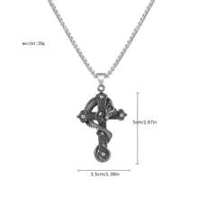 1 Collar De Acero Inoxidable Con Colgante En Forma De Cruz Y Dragón Para Hombres Con Estilo Vintage Y Punk - Plata antigua - Ver 5