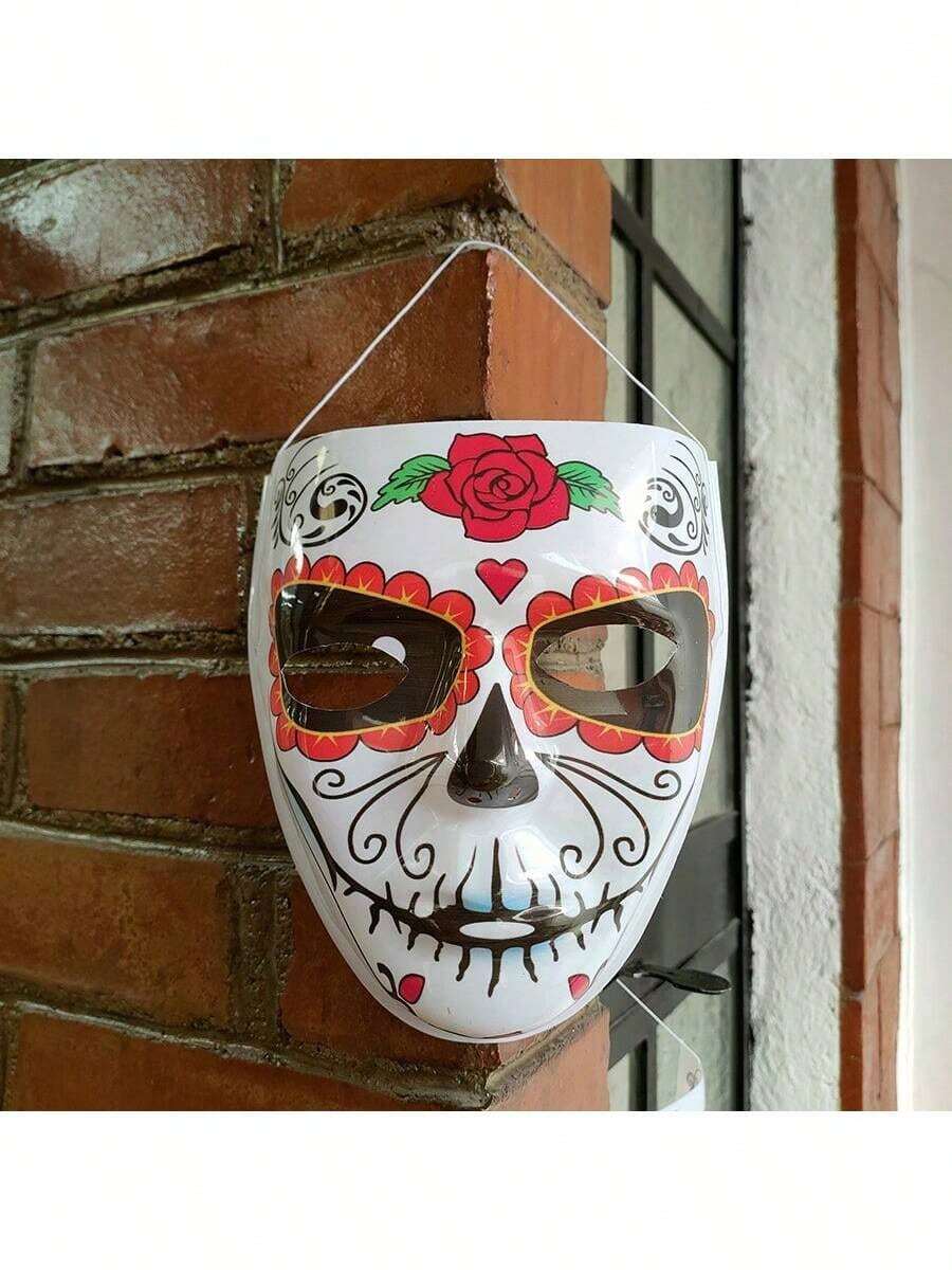 Máscara de plástico de demonio de cara blanca exorcista sonrisa de Halloween Mascara con Luz Disfraz de Halloween Día de Muertos Máscara Payaso Halloween Disfraz Sangrienta Terror  día de muertos - Rojo y blanco - Ver 1