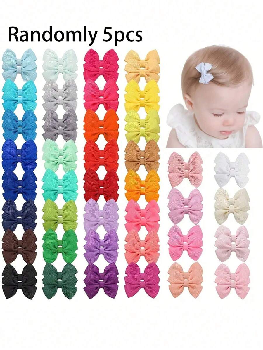 5入組可愛的蝴蝶結髮夾,完美適用於嬰兒女孩的頭髮配件和禮物！ - 彩色 - 查看 1