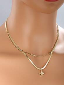 XUPING JEWELRY 1條女士雙層多巴胺吊墜項鍊,時尚優雅的嘻哈風格,適合y2k藍寶石珠子疊戴項鍊 - 多層項鍊 - 查看 11