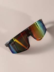 1pc Men's Wraparound Outdoor Fashionable Cool & Stylish Sport Sports Glasses, Great For Daily Wear And Music Festivals - Punk Style - Multicolor - View 12