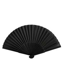 1pc Cooling Handheld Foldable Fan Chinese Style Fabric  Fan, Ideal For Dancing, Parties, And Weddings, The Best Gift - Black - View 2