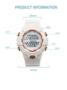 TOMI Reloj digital deportivo de unicolor para niños, adecuado para uso diario - Blanco - Ver 5