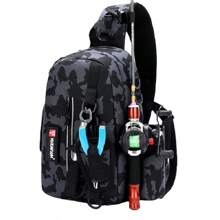 1pc Multifunctional Lure Bag, Outdoor Large Capacity Fishing Tackle Storage Bag, Shoulder Bag With Plug-In Rod Design - Black - View 2