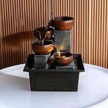 1pc Tabletop Water Fountain 3-Tier Relaxation Tabletop Fountain Indoor Waterfall Fountain Feng Shui Fountain Aura Meditation Tabletop Fountain For Table Desk Office Home - Rust Brown - View 5