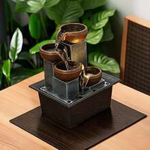 1pc Tabletop Water Fountain 3-Tier Relaxation Tabletop Fountain Indoor Waterfall Fountain Feng Shui Fountain Aura Meditation Tabletop Fountain For Table Desk Office Home - Rust Brown - View 6