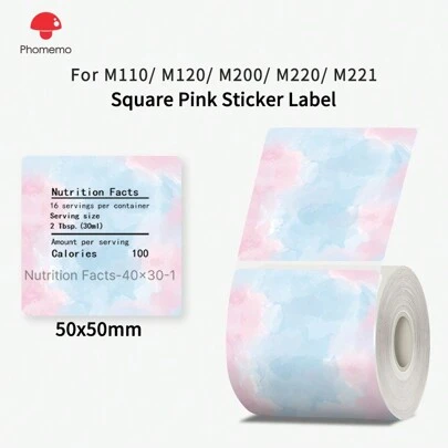 Phomemo 1 Cuộn Nhãn Nhiệt Hình Vuông Họa Tiết Bầu Trời Sao Nhiều Màu Sắc, Kích Thước: 1,97 Inch x 1,97 Inch (50mm x 50mm), Giấy In Nhiệt Tự Dính, Thích Hợp Dùng Cho Nhãn Quần Áo, Nhãn Giá, Nhãn Danh Mục, Nhãn Bao Bì, Nhãn Vận Chuyển, Nhãn Sản Phẩm.