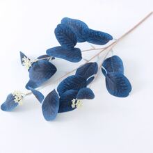 1片/3片/6片人造尤加利叶，仿真绿植，适用于DIY花墙、场景布置、客厅卧室花瓶插花、婚礼、派对装饰、桌面摆设。适合秋冬季装饰，可用于房间、家居、厨房、婚礼、餐桌、中心装饰、办公室、花园、户外装饰。 - 寶藍色 - 查看 5