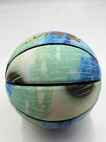 1個可充氣專業7號流星設計籃球,街頭籃球,比賽,節日禮品,pu材料,戶外運動及訓練 - 藍綠彩 - 查看 3
