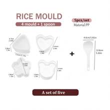 1pc/5pcs Rice Ball Mold - Featuring Triangle, Flower, Cartoon Bear, Heart Shape, Etc. - Diy Sushi Cake Pastry Mold - Single/Set - Clear - View 14