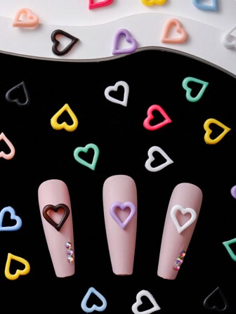 50Pcs Hypoallergenic 3D Kawaii Macaron Heart Shaped Multiple Color Mix Rambo Resin Nail Art Decoration Diy Cute Simple Flat Matte Heart Mini Women'S Casual Suitable For Luxury Manicure, Crafts And Jewelry Accessories And Nail Art Accessories Spring And Summer Styles Nail Charms Nail Gems Nail Supplies Nails