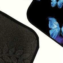 2 pièces/4 pièces Tapis de sol pour voiture à motif papillon bleu, tapis de sol avant et arrière pour voiture, ajustement universel pour voiture, SUV, camion, fourgon