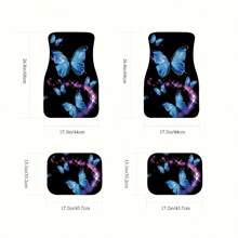 2 pièces/4 pièces Tapis de sol pour voiture à motif papillon bleu, tapis de sol avant et arrière pour voiture, ajustement universel pour voiture, SUV, camion, fourgon