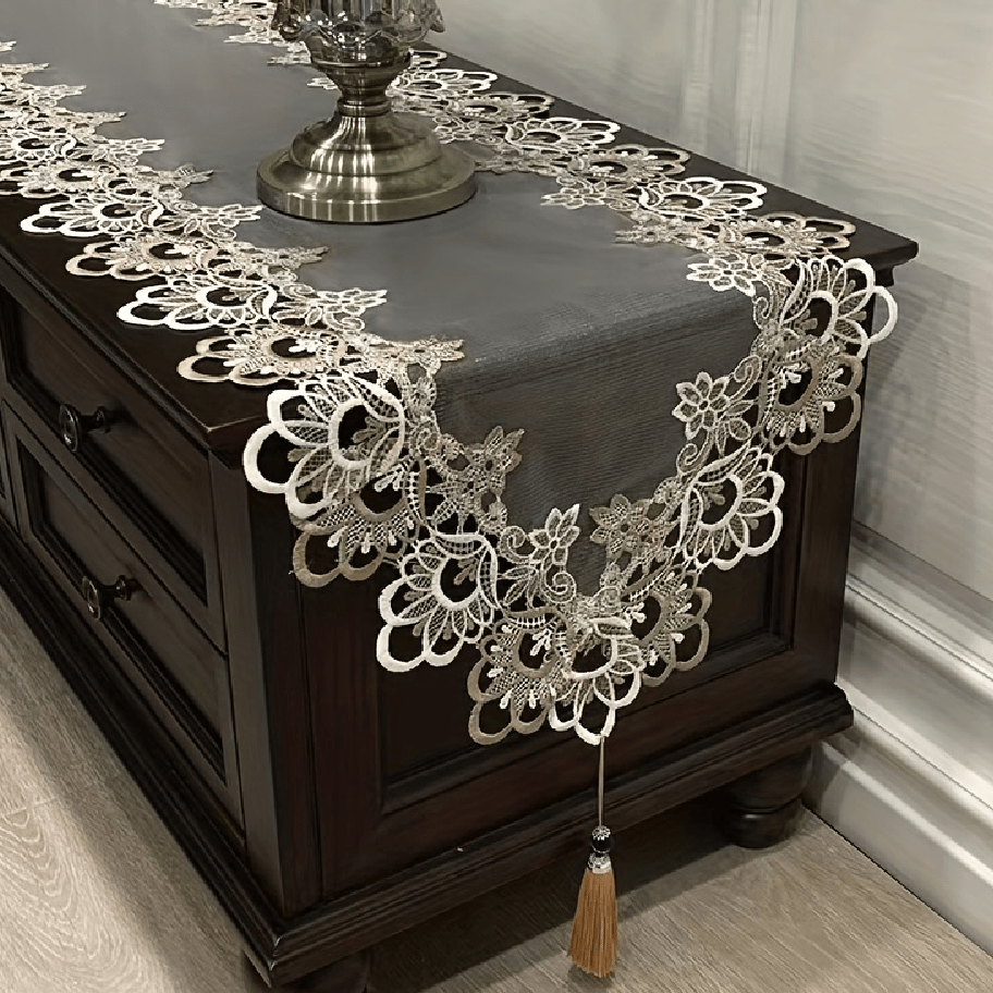 Estilo Americano Encaje Gabinete De Televisión Corredor De Mesa, Mantel, Bufanda De Cómoda, Cubierta Cuadrada A Prueba De Polvo, Posavasos Para Decoración De Halloween, Acción De Gracias, Navidad, Pascua