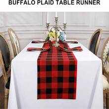 1 Pieza Moderno Y Simple Corredor De Mesa De Buffalo Check, Decoración De Mesa De Cocina De Vacaciones Para Fiesta Familiar - Multicolor - Ver 4