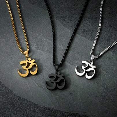1pc Stainless Steel Ohm Symbol Hip-Hop Pendant For Men