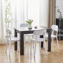 Dining Room Set, Dining Table With Chairs, 110x70 Cm Table And Chairs For Living Room Home Kitchen - Black - View 10