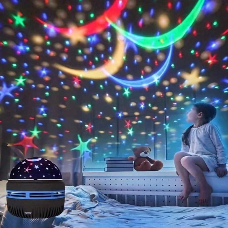 Colorful Starry Sky Projector Lamp Led Night Light For Bedroom Decor Lamp RGB Moon Galaxy Projection Light - Black - View 1