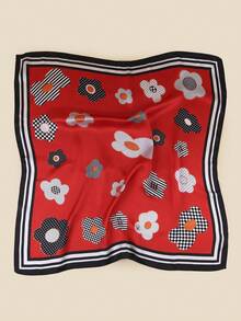 1條模擬絲印花小花圍巾/斗篷/手帕/腰帶/裝飾條/頭帶/時尚女士圍巾 - 彩色 - 查看 7