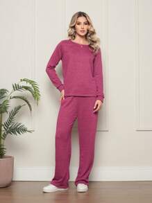 Women Two-Piece Outfits - Rose Red - View 3