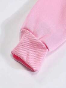 Capucha con estampado de corazón con cremallera con cordón con forro térmico - Rosa - Ver 3