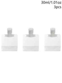 30ml/50ml/100ml 1 pieza/3 piezas Bolsas cosméticas recargables planas, soporte vertical, botellas dispensadoras de líquido a prueba de fugas para viajes, envases cosméticos, tubos exprimibles de artículos de tocador, adecuados para champú, loción, gel de baño, gel de ducha 2 en 1, buen sellado, compacto y portátil, accesorios de viaje, equipo de viaje al aire libre - transparente - Ver 9