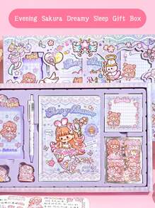 1pc Exquisite Cherry Blossom Stationery Set Gift Box - Pink - View 4