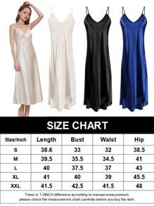 Women Plain Satin Nightgowns Long Sleeveless Night Gowns Silk Chemise Lingerie Slip Night Midi Dress Ladies Sleep Shirt Sleepwear For Bridal Party - 香檳色 - 查看 8