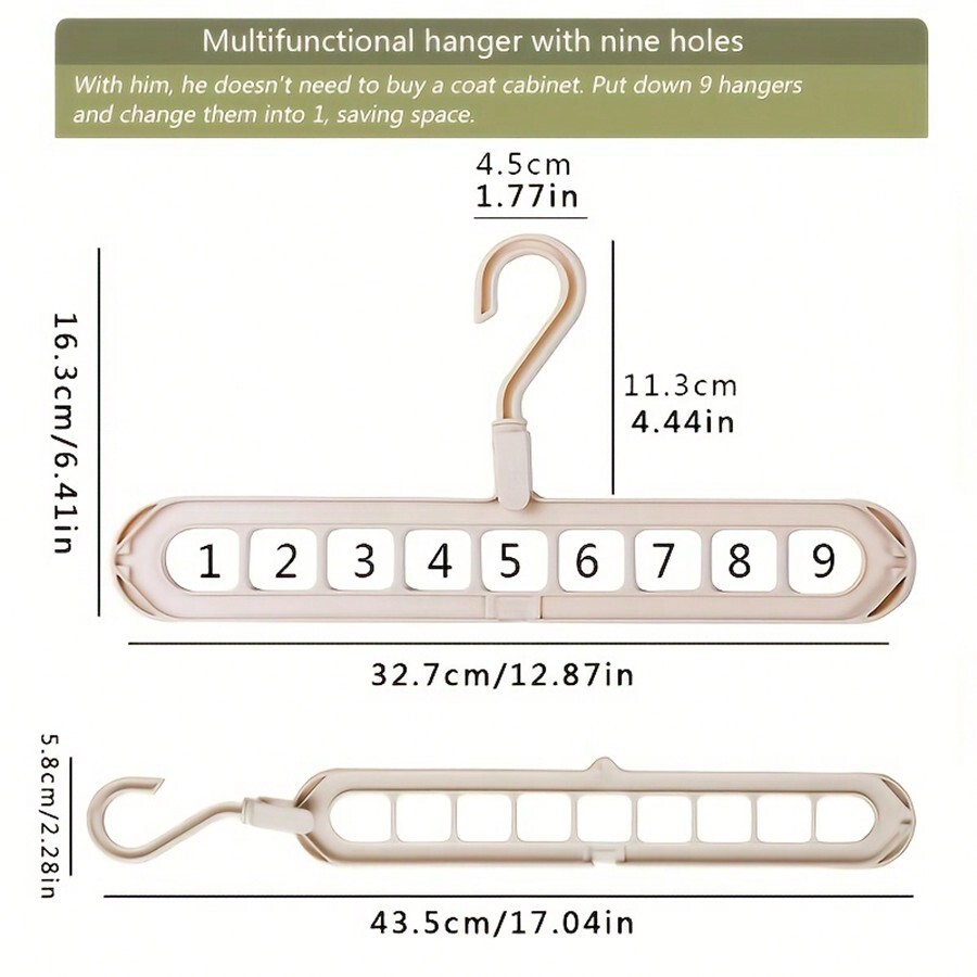 1pc 9Hole Magic Clothes Hanger With MultiFunctions & Rotatable