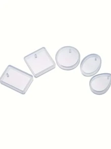 Set de 5 moldes de silicona con forma de gota de agua, círculo, cuadrado y elipse para hacer llaveros, collares, pendientes de resina y pequeños colgantes DIY