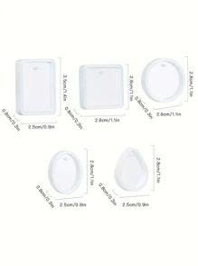 Set de 5 moldes de silicona con forma de gota de agua, círculo, cuadrado y elipse para hacer llaveros, collares, pendientes de resina y pequeños colgantes DIY