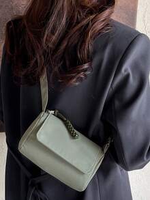 Women's Solid Color Mini Shoulder Bag, Fashionable Crossbody Bag, Simple Nylon Waterproof Material Satchel, Suitable For Going Out And Traveling - Green - View 4