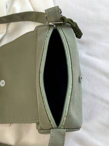 Women's Solid Color Mini Shoulder Bag, Fashionable Crossbody Bag, Simple Nylon Waterproof Material Satchel, Suitable For Going Out And Traveling - Green - View 8