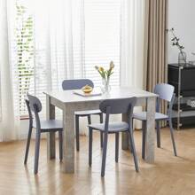 Dining Room Set, Dining Table With Chairs, 110x70 Cm Table And Chairs For Living Room Home Kitchen - Grey - View 10