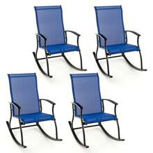 2/4 PCS Outdoor Rocking Chairs With Breathable Backrest Smooth Safe Rocking Design - 藏蓝色 - 查看 3