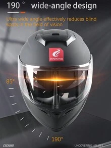 Cycking 摩托车模块化头盔 - 全盔摩托车头盔，带翻盖式双遮阳板，经 DOT 认证，男女款摩托车街车 ATV 头盔 - 黑色 - 查看 6