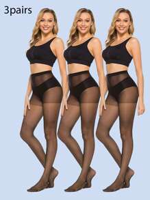 3 cái/bộ Của phụ nữ Siêu mỏng & Thoáng khí & Đúng mốt & Gợi cảm & Độ co giãn Cao Định Hình Cơ Thể pantyhose Cho mùa xuân Và Mùa hè - màu đen - Xem 1