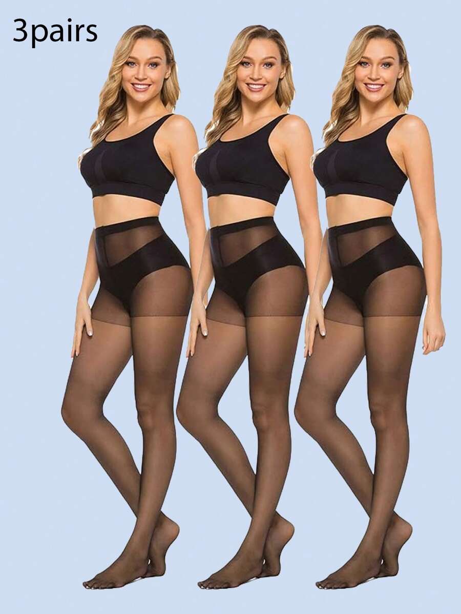 3 cái/bộ Của phụ nữ Siêu mỏng & Thoáng khí & Đúng mốt & Gợi cảm & Độ co giãn Cao Định Hình Cơ Thể pantyhose Cho mùa xuân Và Mùa hè - màu đen - Xem 1