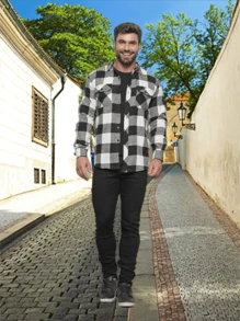 Men Shirts - 黑與白 - 查看 5