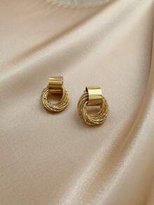 1 đôi Của phụ nữ Đơn giản Hình học Bọc Tông vàng Bông tai stud , Thích hợp Cho công việc , Kỳ nghỉ , Các bữa tiệc Và Đám cưới - vòng tròn hình học - Xem 7
